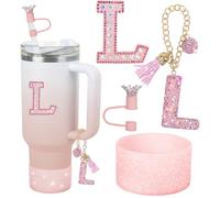 Ensemble d'accessoires pour tasse Stanley de 1,2 l et 850,5 g, housse de paille et bottes en silicone pour autocollant diamant rose