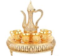 Ensemble d'accessoires pour vin de qualité supérieure comprenant une flasque en métal et 6 verres sans pied - Construction en alliage pour décoration de bar à la maison, tasses plaquées argent de 28