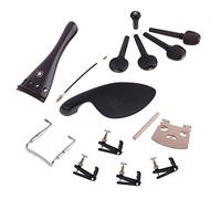 Ensemble d'accessoires pour violon 4/4 en bois d'ébène, chevalet, mentonnière, accordeurs, queue, gut