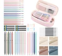 Ensemble d'accessoires scolaires rose de 56 pièces, y compris boîte à crayon, 12 pièces de stylos de mise en évidence de couleur, stylos de gel d'encre noire, adaptés à la papeterie étudiante