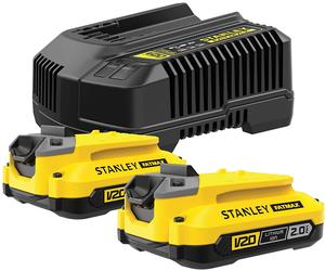 Ensemble d'accessoires Stanley Starter Set V20; 18 V; 2x2,0 Ah + Chargeur