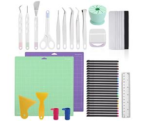 Ensemble d'accessoires ultimes pour Cricut Maker & All Explore Air, comprend un kit d'outils en vinyle, des outils de désherbage, un ensemble de dissolvant, un grattoir, une spatule, un collecteur de
