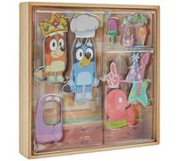 Ensemble d'activites Bluey magnetique en bois en bois 18 pieces comprend 2 poupees en bois House Great Toys for Kids Fun Birthday Party Activity