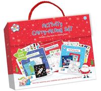 Ensemble d'activités de Noël - 3 livres amusants et 4 feuilles d'autocollants avec plus de 200 autocollants - Livres d'activité, de coloriage et de puzzles pour enfants - Étui de transport festif avec