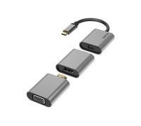 Hama Adaptateur 6-en-1 Connect2Go USB-C, Mini-Display Port, HDMI, VGA, fiche Or Gris, Garantie 30 Ans