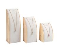 Ensemble D'affichage De Pendentif En Bois Massif Robuste Et Sophistiqué 3 Supports Incurvés Accessoire Portable Pour Ornement Présentant Un Ensemble D'organisateurs De Bijoux