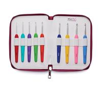 Ensemble d'aiguilles à crochet KnitPro Waves avec poignées souples, crochets en aluminium, étui rose (2.0, 2.5, 3.0, 3.5, 4.0, 4.5, 5.0, 5.5 et 6.0 mm)