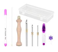 Ensemble d'aiguilles à perler à gros chas avec manche en bois pour broderie, stylo, enfile-aiguille, ciseaux pour la fabrication de bijoux
