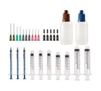 Ensemble d'aiguilles à pointe émoussée pour seringue - (10 seringues, 10 aiguilles, 10 bouchons et 2 bouteilles de stockage) - Seringue avec aiguille pour jus E, huile, vape, adhésifs, graisses