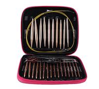 Ensemble D'aiguilles à Tricoter Circulaires en Aluminium 26 Pièces Poignées Ergonomiques Kit D'aiguilles Circulaires Interchangeables avec étui de Rangement