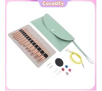 Ensemble d'aiguilles à tricoter circulaires interchangeables, 26 pièces, en aluminium Rose or avec câble et étui pour les amateurs