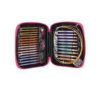 Ensemble d'aiguilles à tricoter circulaires interchangeables - Crochets en aluminium - Sac de rangement - Grande taille - Aiguilles