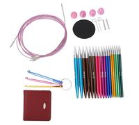 Ensemble d'aiguilles à tricoter circulaires interchangeables en acier inoxydable avec pointes plaquées or et étui de rangement, tailles 3,5 à 8,0 mm pour projets de crochet et de tissage