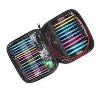 Ensemble d'aiguilles à tricoter circulaires - VVIKIZY - Kit interchangeable - 13 tailles - Sac de transport rose
