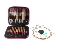 Ensemble d'aiguilles à tricoter interchangeables, ensemble d'aiguilles en bambou carbonisé de 3 à 10 mm, 13 aiguilles à tricoter circulaires, aiguilles à tricoter circulaires en