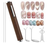 Ensemble d'aimants à ongles œil de chat 3 en 1, manche en bois multifonctionnel, en forme de cœur et de lapin, outil professionnel pour manucure à faire soi-même à la maison Nail Polish Magnet Set
