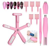 Ensemble d'aimants œil de chat, aimant cœur 3 en 1 et outil multi-effets 6 en 1 pour vernis gel, avec plaques magnétiques et stylo à bille en acier, kit de nail art (rose)