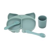 Ensemble d'alimentation pour bébé en Silicone, Empêche le Renversement de la Tasse de Nourriture pour Tout-petit Ensemble d'assiettes Divisées Fourchette Cuillère Ventouse pour