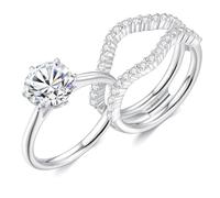 Ensemble d'alliances moissanite pour femme, 2 carats, couleur D VVS1, alliances de mariage en argent sterling S925 avec plaqué or blanc 18 carats, bagues de fiançailles d'anniversaire pour elle