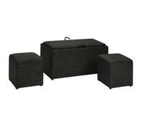 Ensemble d'ameublement 2 poufs et Coffre de Rangement avec Coussins 2 en 1 Convertibles en Plateau de Service, Repose-Pieds, Tabouret en Tissu Lin Gris, idéal pour la Maison, Le Bureau, Le Salon