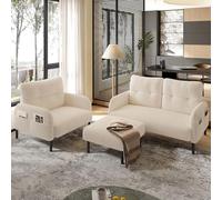 Ensemble d'ameublement ergonomique 3 pièces - Canapé, fauteuil et cordon flexible, poches latérales et cadre en métal robuste pour un confort élégant dans le salon