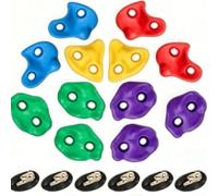 Ensemble d'ancrage d'escalade en plastique pour enfants - 12 pièces - Supports de roche avec 6 fixations, supports muraux d'escalade pour améliorer la coordination de la force, équipement d'escalade