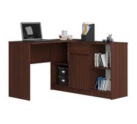 Ensemble d' angle AKORD bureau B17 avec commode Wengé 120 cm 1 porte 1 tiroir façade Wengé 6 étagères 120x126x79 cm Wengé G