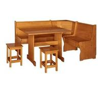 Ensemble d'angle coin repas en pin massif coloris miel - Longueur 172 x Profondeur 132 x Hauteur 86 cm -PEGANE-