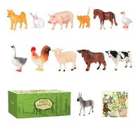 Ensemble d'animaux de la ferme 12 pièces, jouets animaux réalistes comprenant un coq, une chèvre, un taureau, apprentissage éducatif, décoration de gâteau d'anniversaire pour enfants, garçons et fi