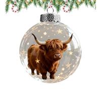 Ensemble d'animaux en acrylique - Décorations de sapin de Noël, motif vache transparente, décoration légère à suspendre, accessoire de vacances scintillant | Pour enfant, fille, adulte, femme