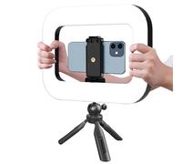 Ensemble d'anneau LED portable : lumière selfie rechargeable, luminosité bicolore, 3 modes d'éclairage, stabilisateur vidéo pour smartphone, compact et mobile | pour influenceurs,