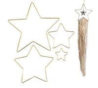 Ensemble d'anneaux artisanaux-formes de lune en métal doré, cadres décoratifs 4 pièces, cerceaux d'art solides, Kit d'ornement de bricolage durable | Pentagramme coeur capteur de rêves fournitures