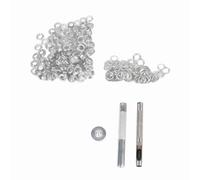 Ensemble d'anneaux de jeu de rivet à 100 pièces de 0,236 pouce (6 mm) Rivets en métal en argent adaptés au cuir en tissu et en toile comprend 3 outils d'installation