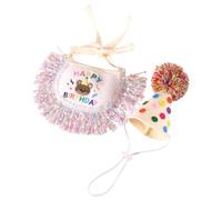 Ensemble d'anniversaire pour Chat, écharpe Bandana Mignonne et Chapeau d'anniversaire pour Chat, Bavoir à Pompons Mignons et Chapeau de fête pour Chien avec Pompons pour Petits Chiens, Chats, Animaux