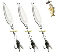 Ensemble d'appâts de pêche Micro Fly Metal Propeller, adapté à diverses espèces de Poissons. (Argent-S)