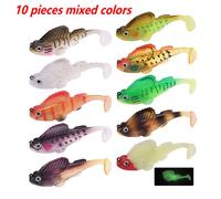 Ensemble d'appâts en silicone souple Dark Sleeper avec queue en T, appâts nageurs avec gabarits, hameçons Weed Verde, leurres pour bar, brochet, kit de matériel de pêche en mer, 10 pièces 10pcs Color 