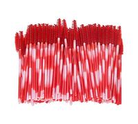Ensemble d'applicateurs de Baguettes de Mascara Jetable - 200pcs Extension Cils Violets Légers et Brosse à Sourcils avec Tête Fibre Flexible pour une Application Cosmétique Précise (rouge)