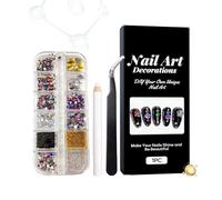 Ensemble d'applications d'ongles 3D | Pierres à ongles colorées et strass | Accessoires de longue durée avec pince à épiler et stylo | Conception d'ongles DIY pour salon et maison