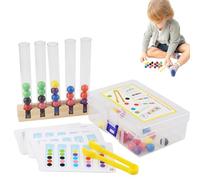 Ensemble D'apprentissage Avec Clips En Verre Coloré - Blocs De Construction En Bois Massif Avec Tubes À Essai, Poids De 200 G, Jeu D'activité Sensorielle Pour L'éducation Précoce Sans Temps D'écran, T