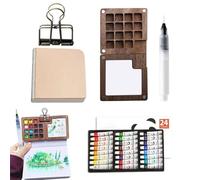 Ensemble d'aquarelle de voyage - Kit de peinture portable 24 nuances, boîte de palette d'artiste pliable, plateau réutilisable, poêle compacte, kit léger | Idéal pour les cours de peinture, les œuvres