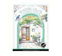 Ensemble d'aquarelle portable à trois volets - Kit d'aquarelle soufflant avec 12 couleurs, pinceau à eau rechargeable, 16 feuilles (8 lignes d'art et 8 vierges) | Parfait pour les débutants, les