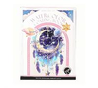 Ensemble d'aquarelle portable à trois volets - Kit d'aquarelle soufflant avec 12 couleurs, pinceau à eau rechargeable, 16 feuilles (8 lignes d'art et 8 vierges) | Parfait pour les débutants, les