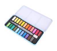 Ensemble D'aquarelles Professionnelles en Boîte en Fer Bleue, Portable | Séchage Rapide, Compact et Multifonction, Palette de Mélange Incluse, pour Esquisse en Extérieur