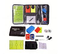 Ensemble d'arbitre de football et accessoires, comprenant un carnet d'arbitre, un tableau tactique, un sifflet, un sélecteur de pile ou face, des cartons rouges/jaunes, un brassard de capitaine et un
