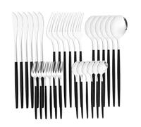 Ensemble d'argenterie en acier inoxydable couverts de table de table Ustensiles pour cuisine 30pcs argenterie noire