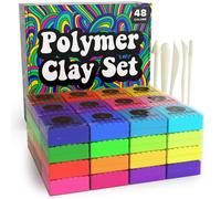 Ensemble d'argile en polymere de four a four 48 couleurs modelisation de la mannequin en argile et de kit de cuisson en argile de cuisson a la cu