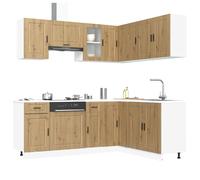 vidaXL Ensemble d'armoires de cuisine 11 pcs Porto bois d'ingénierie, ensemble d'armoires, étagère de rangement, placard, 3314970 Marron