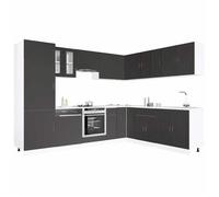 Ensemble d'armoires de cuisine - vidaXL - 14 pièces - Porto - Bois d'ingénierie - Noir - Pieds réglables