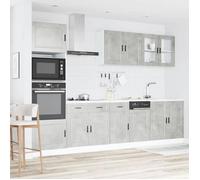 Ensemble d'armoires de cuisine - vidaXL - Kalmar - 7 pièces - Gris béton - Bois d'ingénierie - Pieds réglables