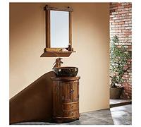 Ensemble d'armoires de lavabo de salle de bain de style rétro meuble de lavabo autonome et rond meuble de rangement d'évier 49,8 x 73 cm (couleur classique avec miroir)